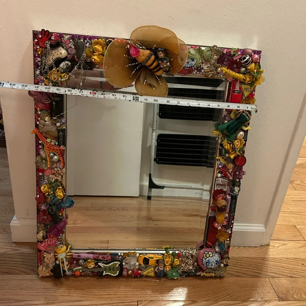 Purple and Yellow Ornate Mirror Wall Decor